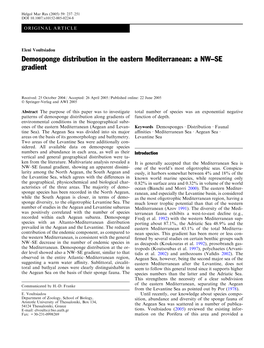 Demosponge Distribution in the Eastern Mediterranean: a NW–SE Gradient