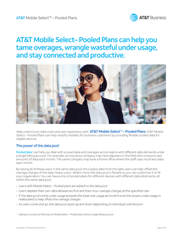 Mobile Select– Pooled Plans Can Help You Tame Overages, Wrangle Wasteful Under Usage, and Stay Connected and Productive