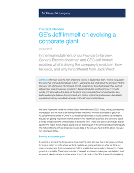 GE's Jeff Immelt on Evolving a Corporate Giant