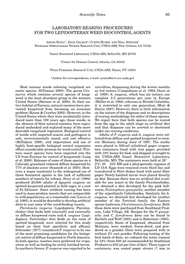 Laboratory Rearing Procedures for Two Lepidopteran Weed Biocontrol Agents