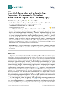 Analytical, Preparative, and Industrial-Scale Separation of Substances by Methods of Countercurrent Liquid-Liquid Chromatography