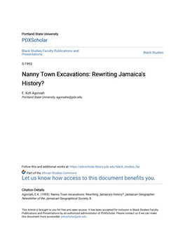 Nanny Town Excavations: Rewriting Jamaica's History?