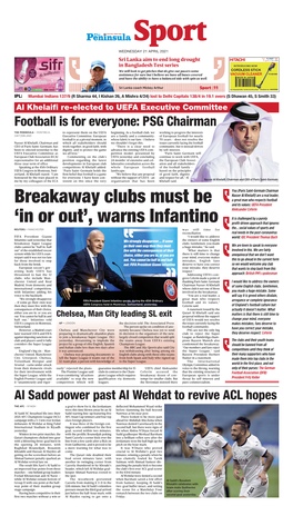 Breakaway Clubs Must Be 'In Or Out', Warns Infantino