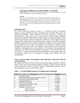 Construction Challenges in an Ocean Outfall – a Case Study Page 1