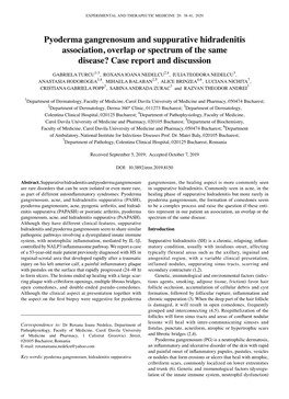 Pyoderma Gangrenosum and Suppurative Hidradenitis Association, Overlap Or Spectrum of the Same Disease? Case Report and Discussion