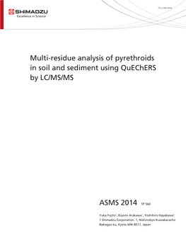 Multi-Residue Analysis of Pyrethroids in Soil and Sediment Using Quechers by LC/MS/MS