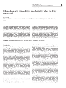 Inbreeding and Relatedness Coefficients: What Do They Measure?