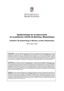 Epidemiología De La Tuberculosis En La Población Infantil De Manhiça, Mozambique