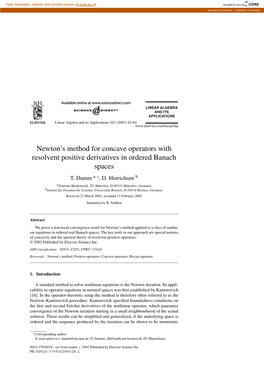 Newton's Method for Concave Operators with Resolvent Positive