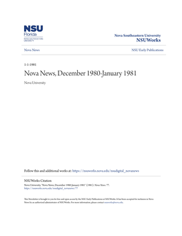 Nova News, December 1980-January 1981 Nova University