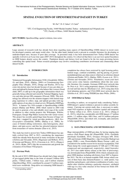 Spatial Evolution of Openstreetmap Dataset in Turkey