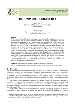 The Munda Maritime Hypothesis