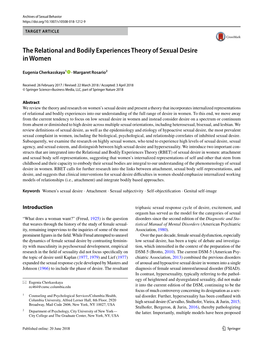 The Relational and Bodily Experiences Theory of Sexual Desire in Women