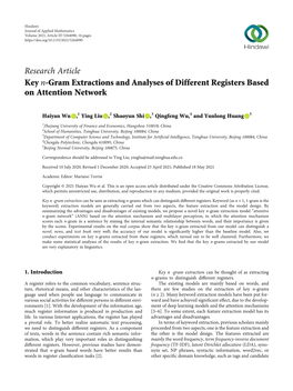 Research Article Key N-Gram Extractions and Analyses of Different Registers Based on Attention Network