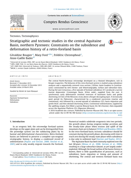 Stratigraphic and Tectonic Studies in the Central Aquitaine Basin, Northern Pyrenees: Constraints on the Subsidence and Deformat