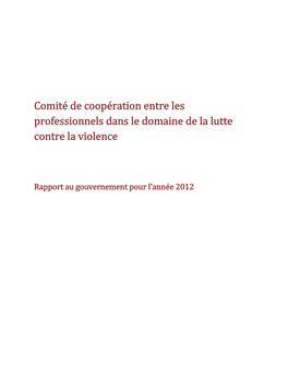 Comité De Coopération Entre Les Professionnels Dans Le Domaine De La Lutte Contre La Violence