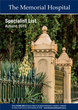 Specialist List Autumn 2016