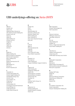 UBS Underlyings-Offering on Swiss DOTS