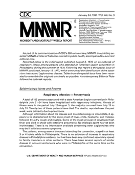 Epidemiologic Notes and Reports Respiratory Infection