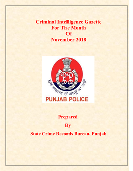 Criminal Intelligence Gazette for the Month of November 2018