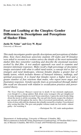 Gender Differences in Descriptions and Perceptions of Slasher Films