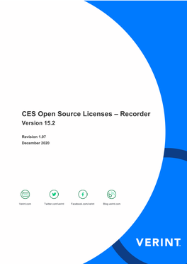 CES Open Source Licenses – Recorder Version 15.2