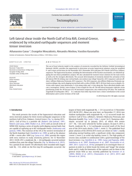 Left-Lateral Shear Inside the North Gulf of Evia Rift, Central Greece, Evidenced by Relocated Earthquake Sequences and Moment Tensor Inversion