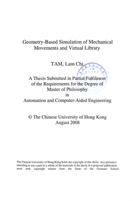 Geometry-Based Simulation of Mechanical Movements and Virtual Library