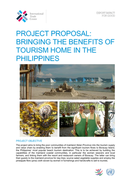 Project Proposal: Bringing the Benefits of Tourism Home in the Philippines