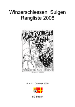 Winzerschiessen Sulgen Rangliste 2008