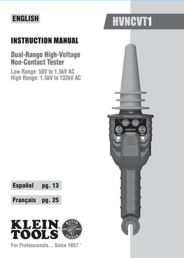 Dual-Range High-Voltage Non-Contact Tester Low Range: 50V to 1.5Kv Ac High Range: 1.5Kv to 132Kv Ac