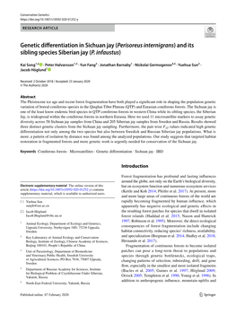 Genetic Differentiation in Sichuan