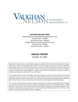 ANNUAL REPORT October 31, 2020