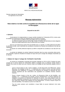 Message Réglementaire Note Relative À La Lutte Contre La Cicadelle De La