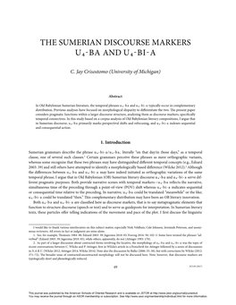 The Sumerian Discourse Markers U₄-Ba and U₄-Bi-A