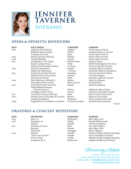 JENNIFER TAVERNER Soprano