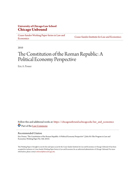 The Constitution of the Roman Republic: a Political Economy Perspective