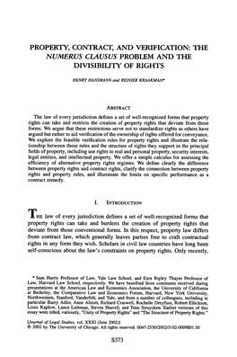 Property, Contract, and Verification: the Numerus Clausus Problem and the Divisibility of Rights