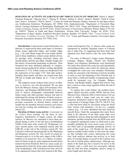 Duration of Activity on Lobate-Scarp Thrust Faults on Mercury