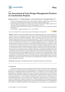 An Assessment of Lean Design Management Practices in Construction Projects