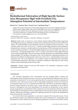 Hydrothermal Fabrication of High Specific Surface Area Mesoporous