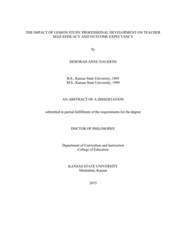 The Impact of Lesson Study Professional Development on Teacher Self-Efficacy and Outcome Expectancy