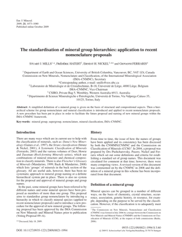 The Standardisation of Mineral Group Hierarchies: Application to Recent Nomenclature Proposals