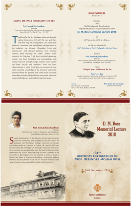 DM Bose Memorial Lecture 2018