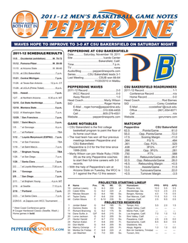 2011-12 Men's Basketball Game Notes