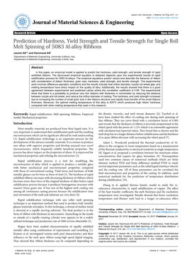 Prediction of Hardness, Yield Strength and Tensile Strength for Single Roll Melt Spinning of 5083 Al-Alloy Ribbons