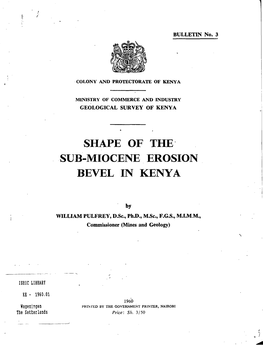 Shape of the Sub-Miocene Erosion Bevel in Kenya