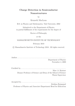 Charge Detection in Semiconductor Nanostructures by Kenneth Maclean