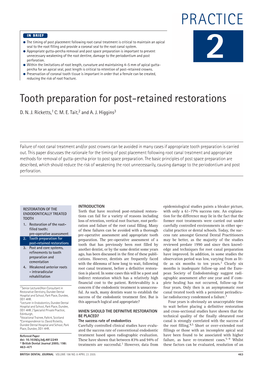 Tooth Preparation for Post-Retained Restorations