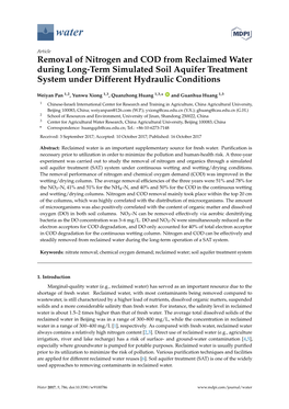 Removal of Nitrogen and COD from Reclaimed Water During Long-Term Simulated Soil Aquifer Treatment System Under Different Hydraulic Conditions